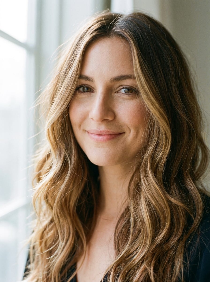 Honey Balayage für mittelbraune Haare - Balayage braune Haare